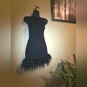 🪶Black Dress with Feather Detail